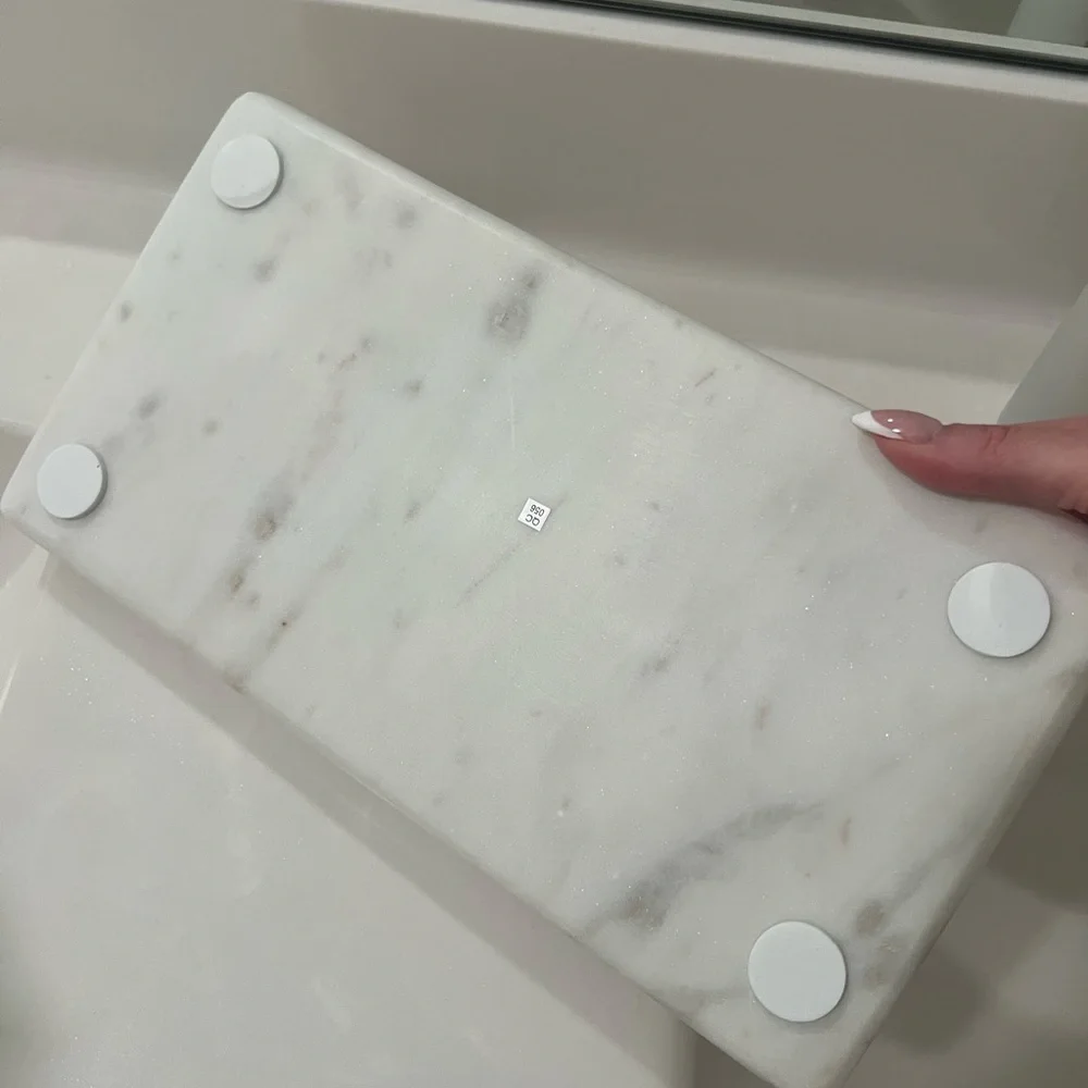Pottery Barn Frost Marble Tray & Toothbrush Holder